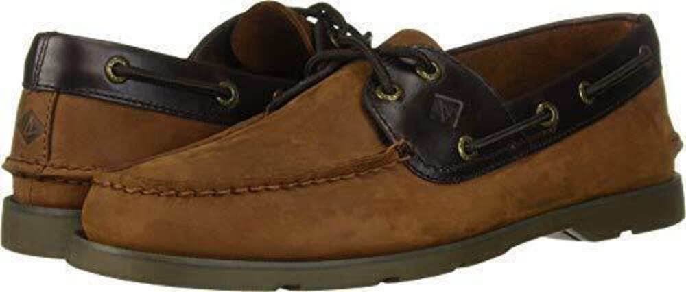 SPERRY MENS LEEWARD 2-EYE BOAT SHOE, BROWN BUC/BROWN, 8